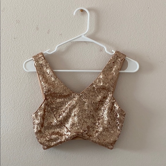 Peachy pink sequin crop top - Picture 1 of 2